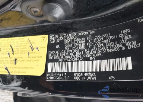 2004 Toyota Highlander Limited V6 from USA, damaged, VIN JTEEP21A040014065